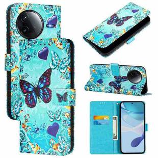 For Redmi K80 / K80 Pro Colored Drawing Pattern Plain Weave Leather Phone Case(Love Butterfly)