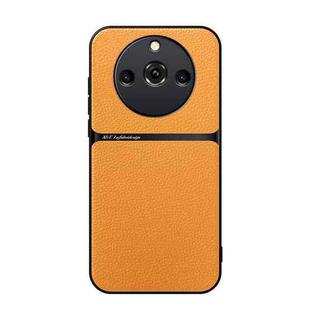 For Realme 11 Pro / Realme 11 Pro+ Litchi Leather Magnetic Full Coverage Shockproof Phone Case(Yellow)