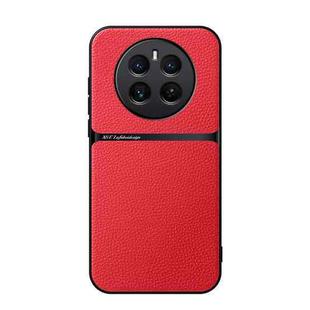 For Realme 12+ Litchi Leather Magnetic Full Coverage Shockproof Phone Case(Red)