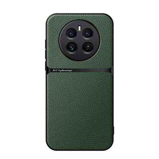 For Realme 12+ Litchi Leather Magnetic Full Coverage Shockproof Phone Case(Green)