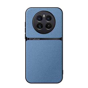 For Realme 12+ Litchi Leather Magnetic Full Coverage Shockproof Phone Case(Blue)