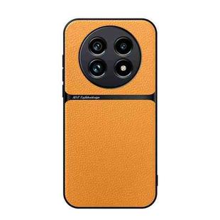 For Realme 13 Pro Global / Realme 13 Pro+ Litchi Leather Magnetic Full Coverage Shockproof Phone Case(Yellow)