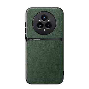 For Realme 14 Pro Litchi Leather Magnetic Full Coverage Shockproof Phone Case(Green)