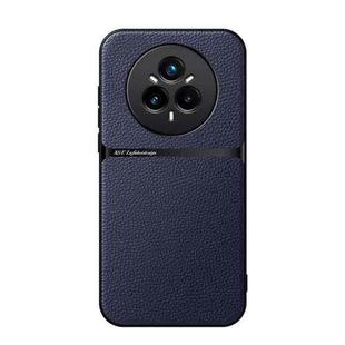 For Realme 14 Pro Litchi Leather Magnetic Full Coverage Shockproof Phone Case(Navy Blue)