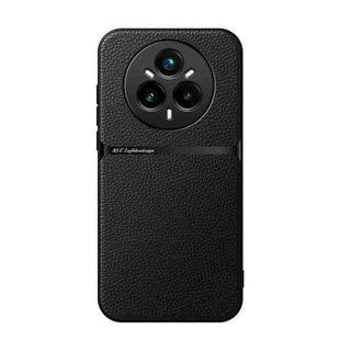 For Realme 14 Pro+ Litchi Leather Magnetic Full Coverage Shockproof Phone Case(Black)