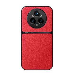 For Realme 14 Pro+ Litchi Leather Magnetic Full Coverage Shockproof Phone Case(Red)