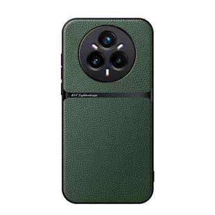 For Realme 14 Pro+ Litchi Leather Magnetic Full Coverage Shockproof Phone Case(Green)