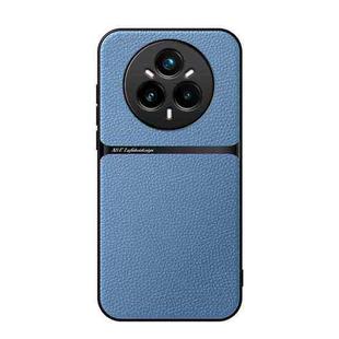 For Realme 14 Pro+ Litchi Leather Magnetic Full Coverage Shockproof Phone Case(Blue)