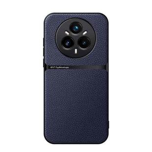 For Realme 14 Pro+ Litchi Leather Magnetic Full Coverage Shockproof Phone Case(Navy Blue)