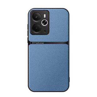 For Realme 14 Litchi Leather Magnetic Full Coverage Shockproof Phone Case(Blue)
