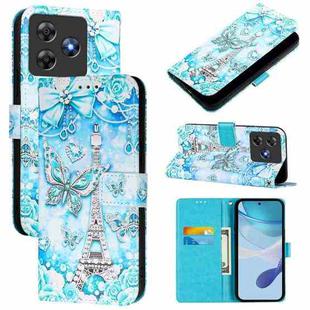 For Blackview Wave 8C Colored Drawing Pattern Plain Weave Leather Phone Case(Tower Butterfly)