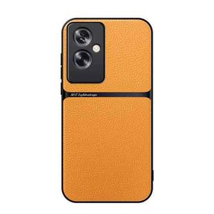 For OPPO A2 5G Litchi Leather Magnetic Full Coverage Shockproof Phone Case(Yellow)