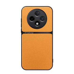 For OPPO A3 5G Litchi Leather Magnetic Full Coverage Shockproof Phone Case(Yellow)