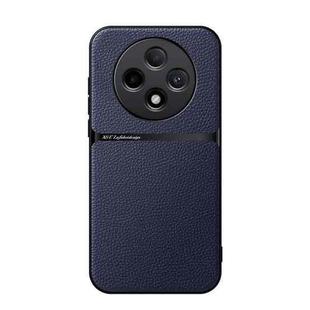 For OPPO A3 5G Litchi Leather Magnetic Full Coverage Shockproof Phone Case(Navy Blue)