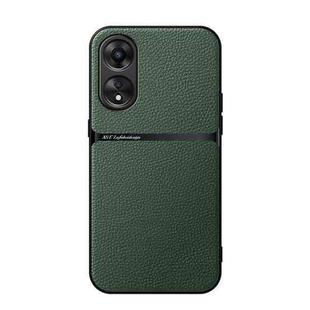 For OPPO A58 4G Litchi Leather Magnetic Full Coverage Shockproof Phone Case(Green)