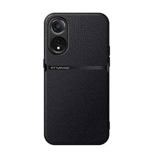 For OPPO A78 4G Global Litchi Leather Magnetic Full Coverage Shockproof Phone Case(Black)