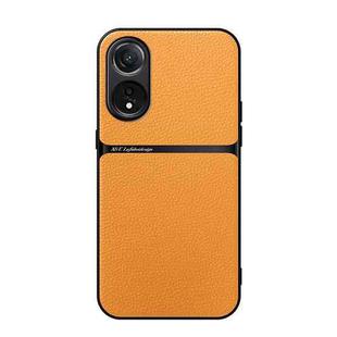 For OPPO A78 4G Global Litchi Leather Magnetic Full Coverage Shockproof Phone Case(Yellow)