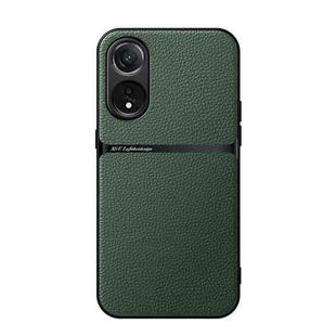 For OPPO A78 4G Global Litchi Leather Magnetic Full Coverage Shockproof Phone Case(Green)