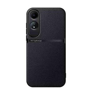 For OPPO A60 Litchi Leather Magnetic Full Coverage Shockproof Phone Case(Black)