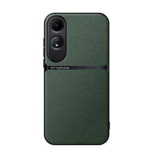 For OPPO A60 Litchi Leather Magnetic Full Coverage Shockproof Phone Case(Green)