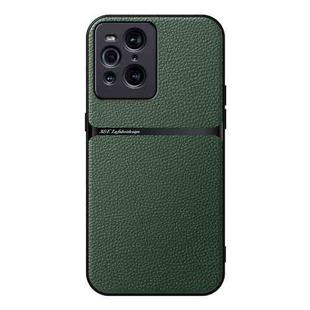 For OPPO Find X3 Litchi Leather Magnetic Full Coverage Shockproof Phone Case(Green)