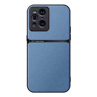 For OPPO Find X3 Litchi Leather Magnetic Full Coverage Shockproof Phone Case(Blue)