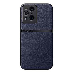 For OPPO Find X3 Litchi Leather Magnetic Full Coverage Shockproof Phone Case(Navy Blue)