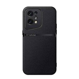 For OPPO Find X5 Litchi Leather Magnetic Full Coverage Shockproof Phone Case(Black)