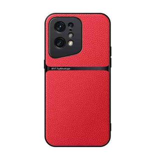 For OPPO Find X5 Litchi Leather Magnetic Full Coverage Shockproof Phone Case(Red)