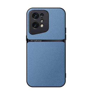 For OPPO Find X5 Litchi Leather Magnetic Full Coverage Shockproof Phone Case(Blue)