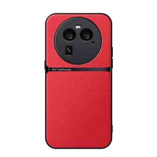 For OPPO Find X6 Litchi Leather Magnetic Full Coverage Shockproof Phone Case(Red)