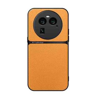 For OPPO Find X6 Litchi Leather Magnetic Full Coverage Shockproof Phone Case(Yellow)