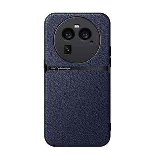 For OPPO Find X6 Litchi Leather Magnetic Full Coverage Shockproof Phone Case(Navy Blue)