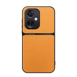 For OPPO K11 / OnePlus Nord CE3 Litchi Leather Magnetic Full Coverage Shockproof Phone Case(Yellow)