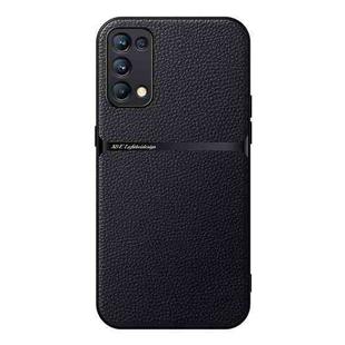 For OPPO Reno5 4G / 5G Litchi Leather Magnetic Full Coverage Shockproof Phone Case(Black)