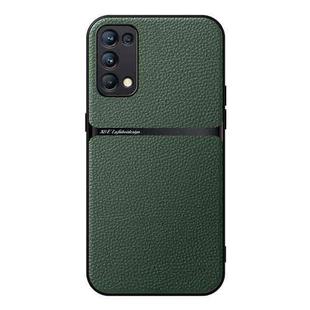 For OPPO Reno5 4G / 5G Litchi Leather Magnetic Full Coverage Shockproof Phone Case(Green)