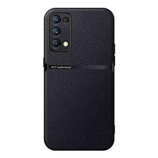 For OPPO Reno5 Pro Litchi Leather Magnetic Full Coverage Shockproof Phone Case(Black)