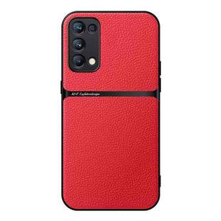 For OPPO Reno5 Pro Litchi Leather Magnetic Full Coverage Shockproof Phone Case(Red)