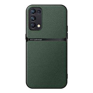 For OPPO Reno5 Pro Litchi Leather Magnetic Full Coverage Shockproof Phone Case(Green)