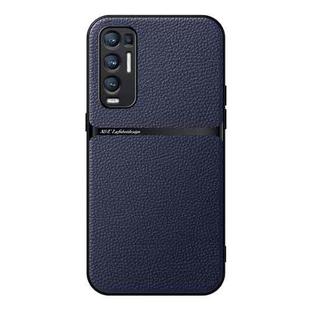 For OPPO Reno5 Pro+ Litchi Leather Magnetic Full Coverage Shockproof Phone Case(Navy Blue)