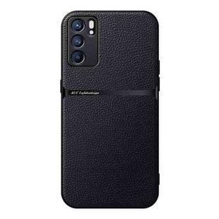 For OPPO Reno6 5G Litchi Leather Magnetic Full Coverage Shockproof Phone Case(Black)