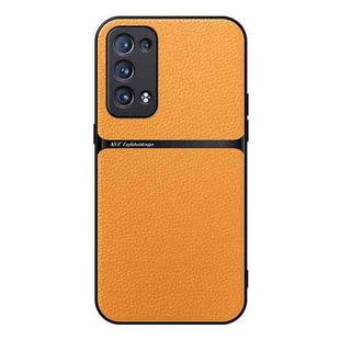 For OPPO Reno6 Pro+ 5G Litchi Leather Magnetic Full Coverage Shockproof Phone Case(Yellow)