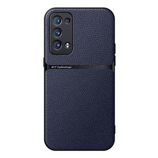 For OPPO Reno6 Pro+ 5G Litchi Leather Magnetic Full Coverage Shockproof Phone Case(Navy Blue)