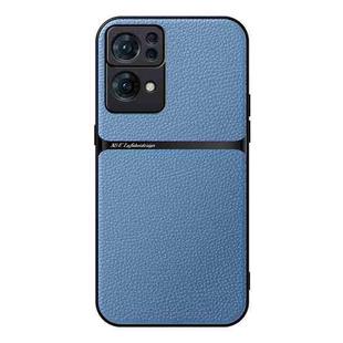 For OPPO Reno7 Pro 5G Litchi Leather Magnetic Full Coverage Shockproof Phone Case(Blue)