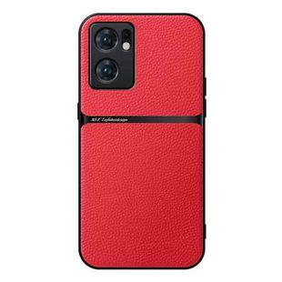 For OPPO Reno7 SE 5G Litchi Leather Magnetic Full Coverage Shockproof Phone Case(Red)