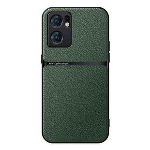 For OPPO Reno7 SE 5G Litchi Leather Magnetic Full Coverage Shockproof Phone Case(Green)