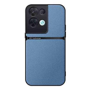 For OPPO Reno8 Pro Litchi Leather Magnetic Full Coverage Shockproof Phone Case(Blue)