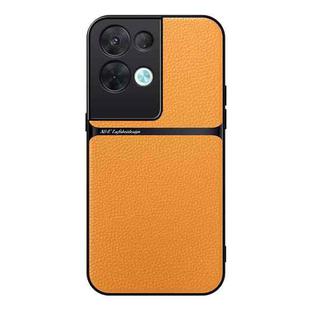 For OPPO Reno8 Pro+ Litchi Leather Magnetic Full Coverage Shockproof Phone Case(Yellow)