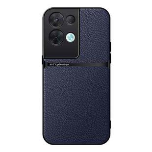 For OPPO Reno8 Pro+ Litchi Leather Magnetic Full Coverage Shockproof Phone Case(Navy Blue)