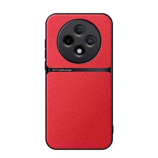 For OPPO Reno12 F 5G Litchi Leather Magnetic Full Coverage Shockproof Phone Case(Red)